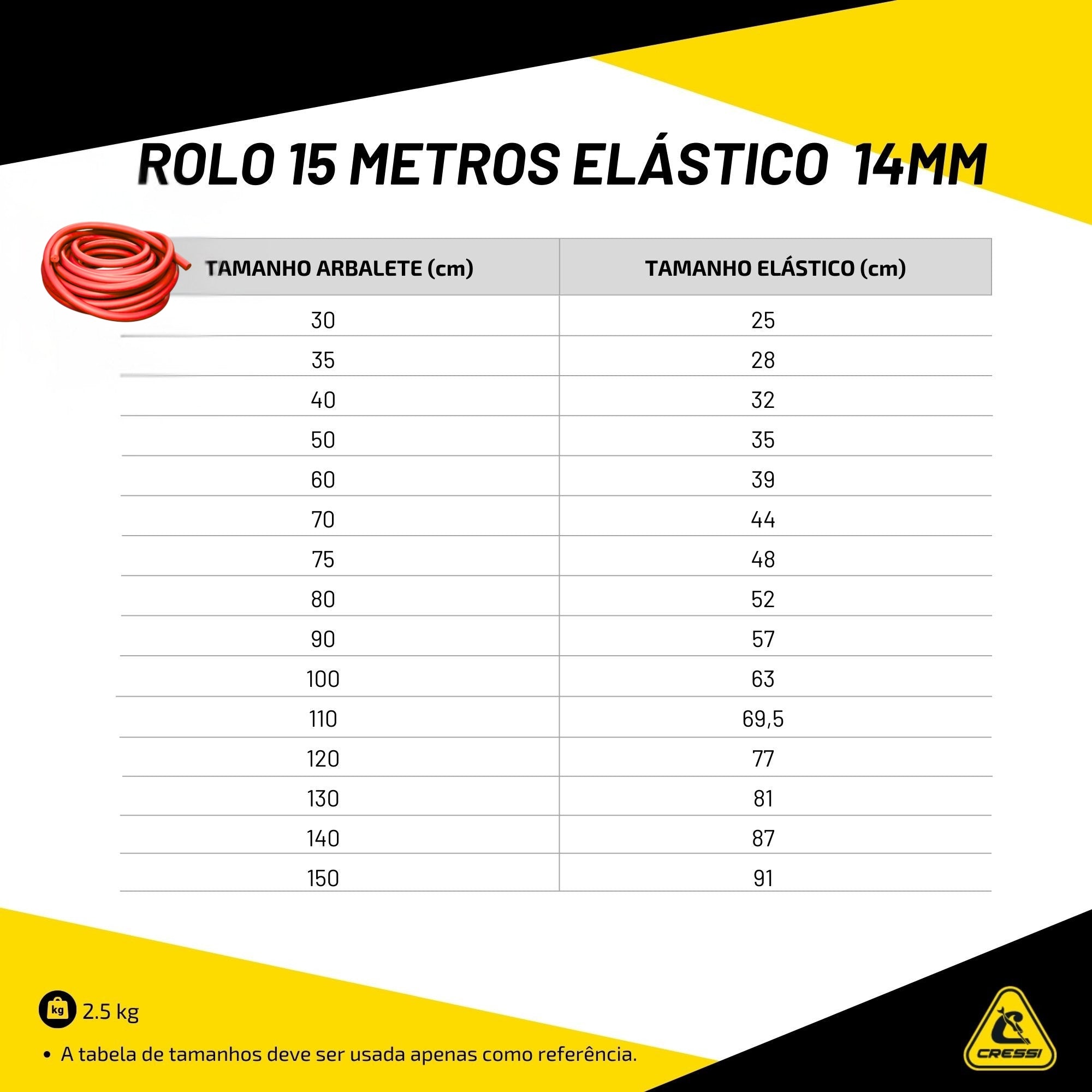 Rolo 15 metros Elástico Cressi Genovês 14mm