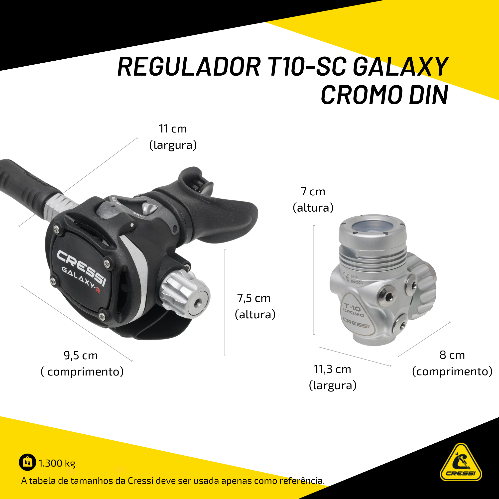 Regulador Cressi T10-SC Din - Galaxy Adjustable
