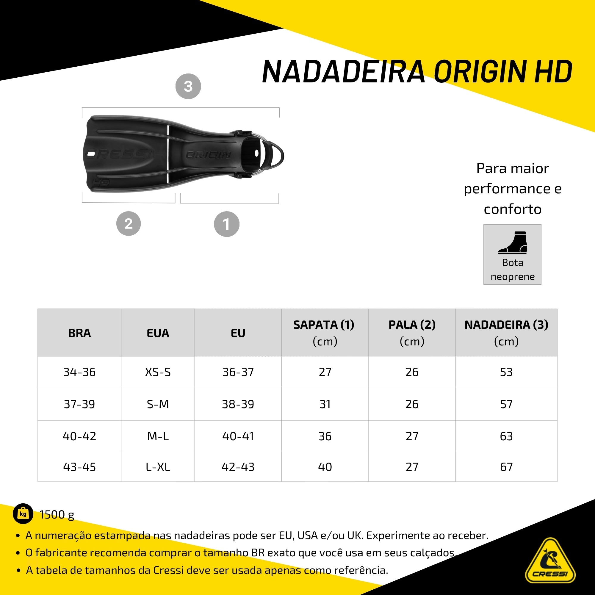 Nadadeira Cressi Origin HD
