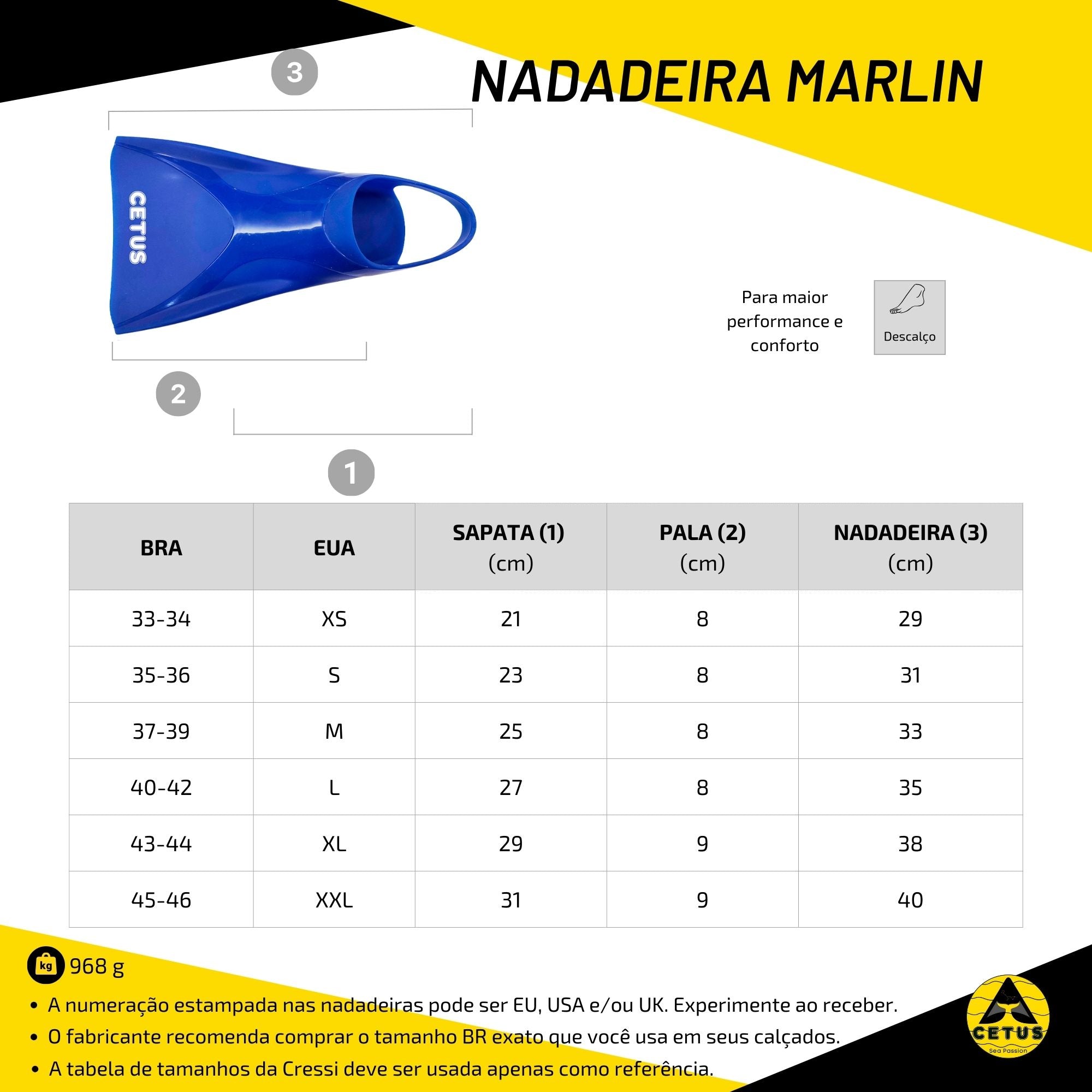 Nadadeira Cetus Marlin