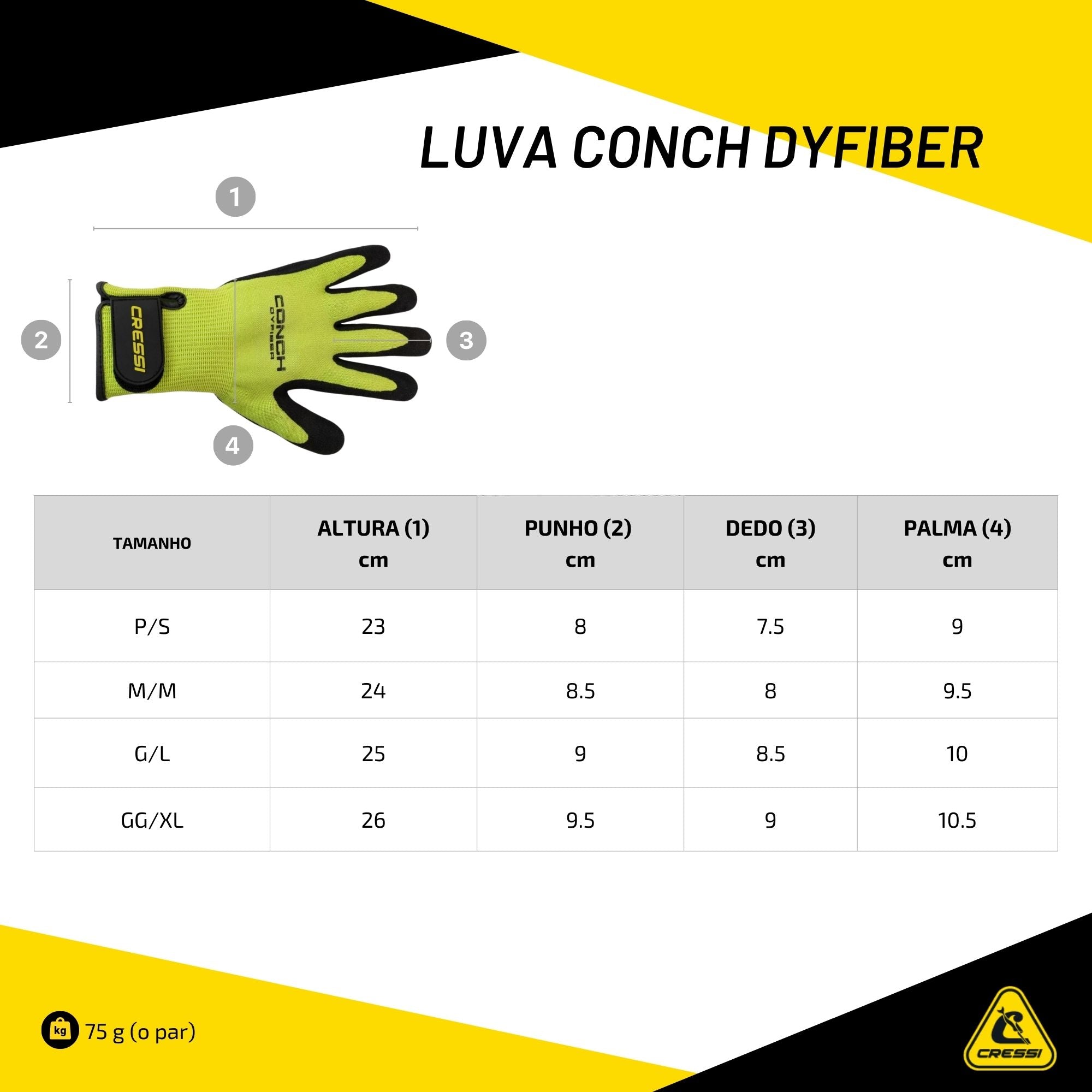 Luva Cressi Conch Dyfiber
