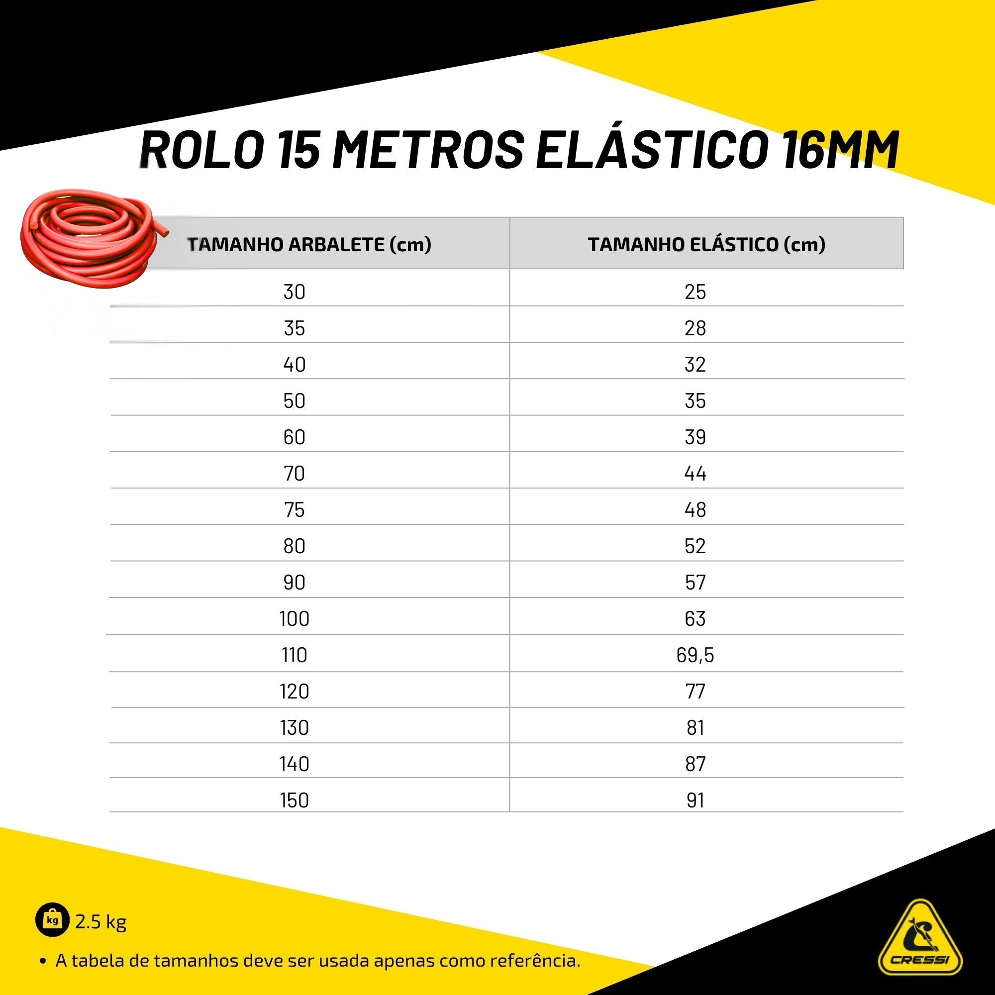 Rolo 15 metros Elástico Cressi Genovês 16mm