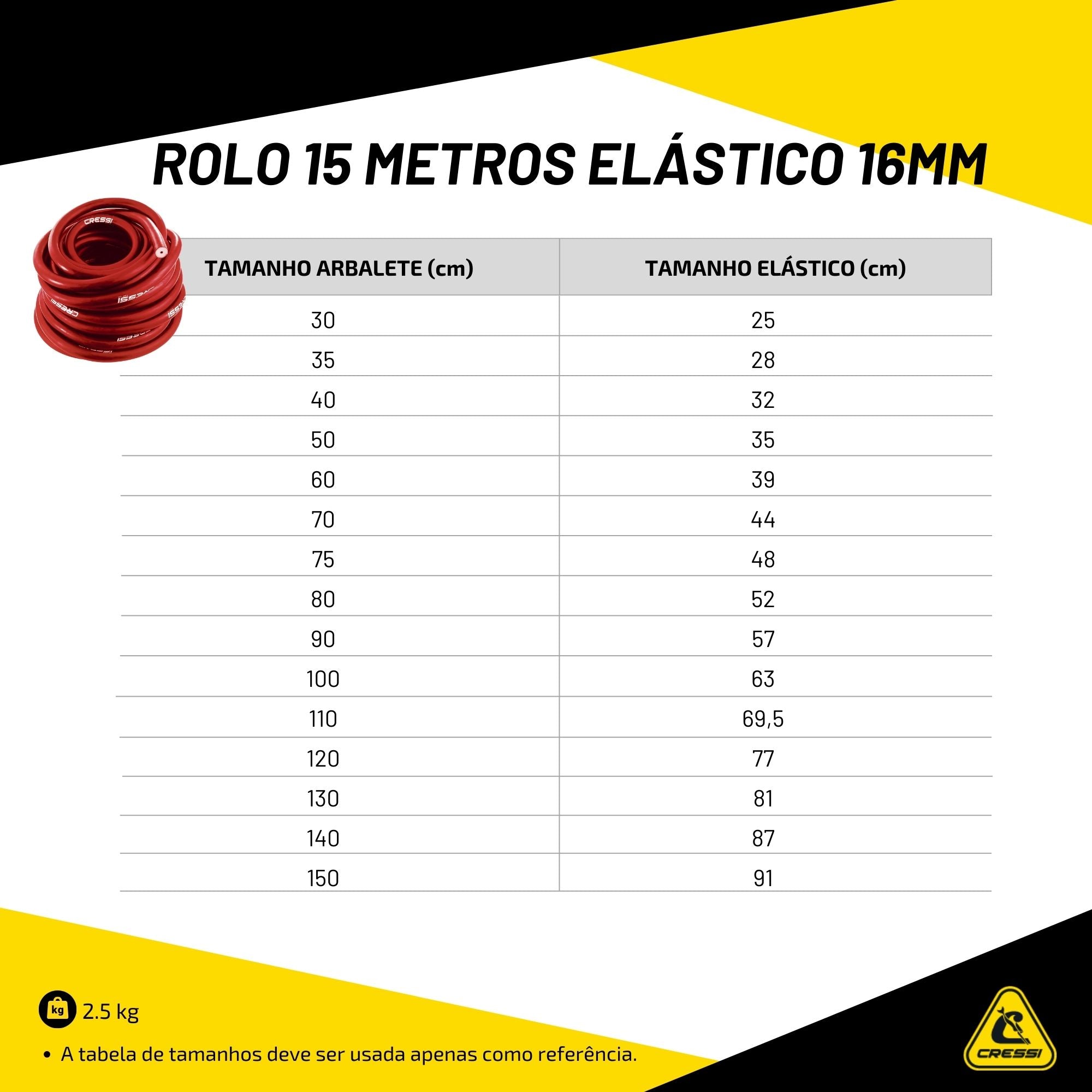 Rolo 15 metros Elástico Cressi 16mm