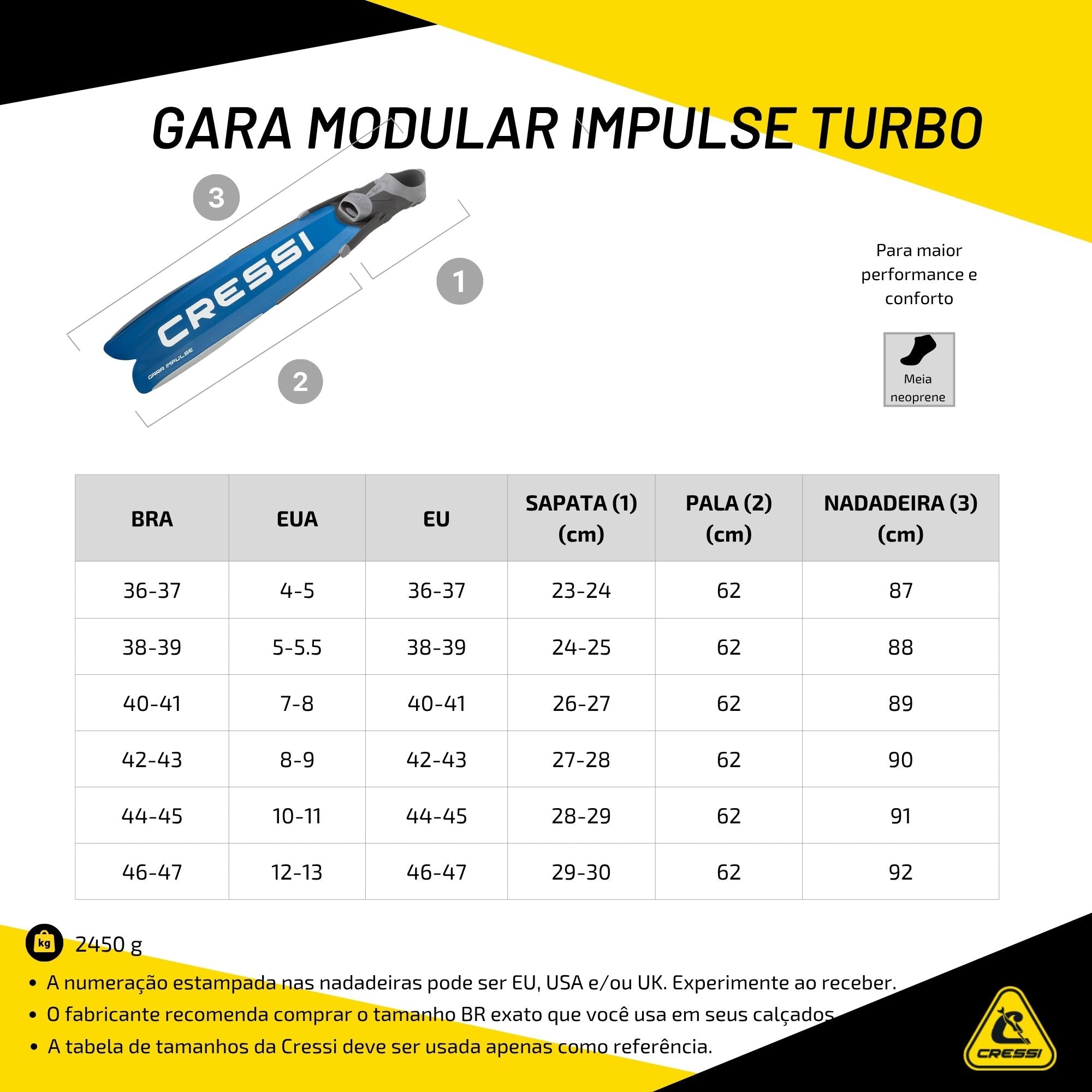 Nadadeira Cressi Gara Impulse Turbo
