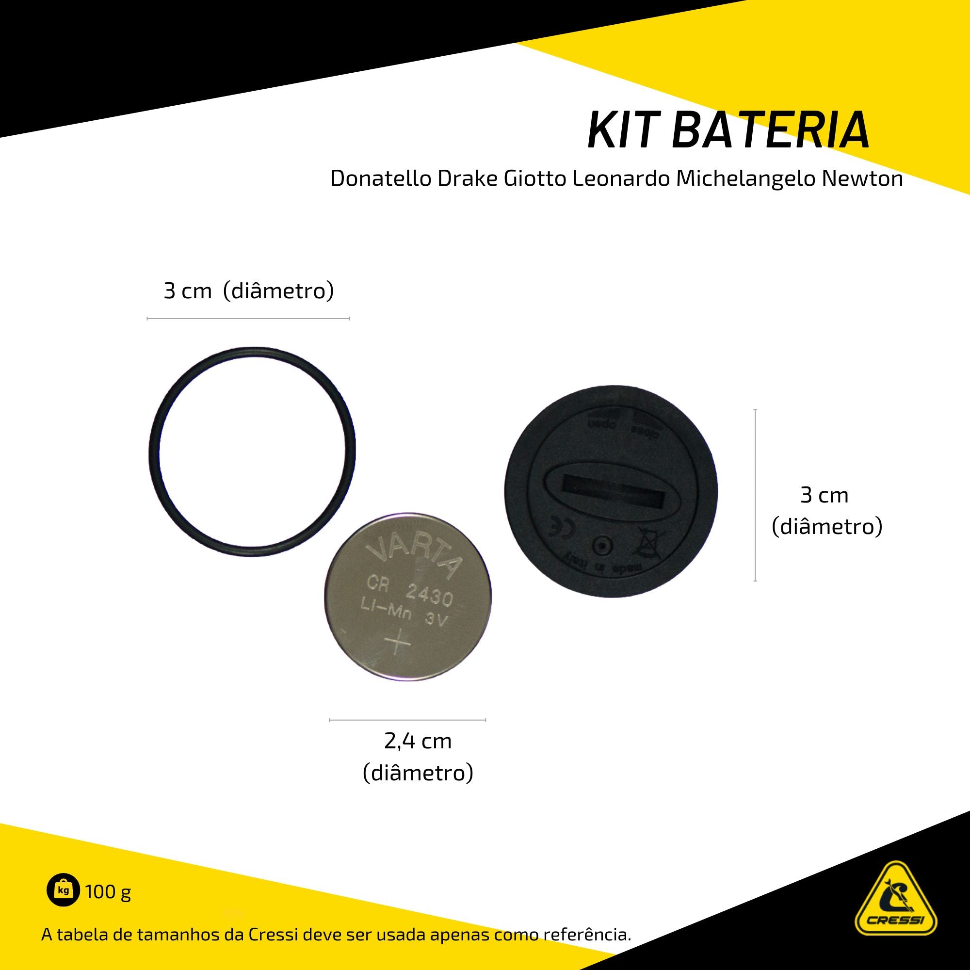 Kit Bateria Cressi Donatello Drake Giotto Leonardo Michelangelo Newton