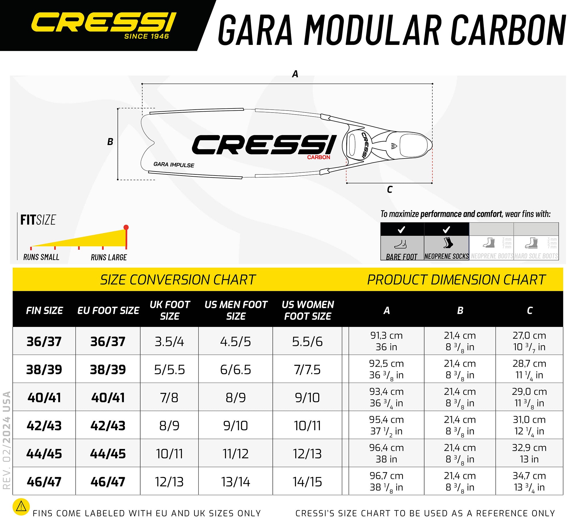 Nadadeira Cressi Gara Carbon Camu MD Turbo