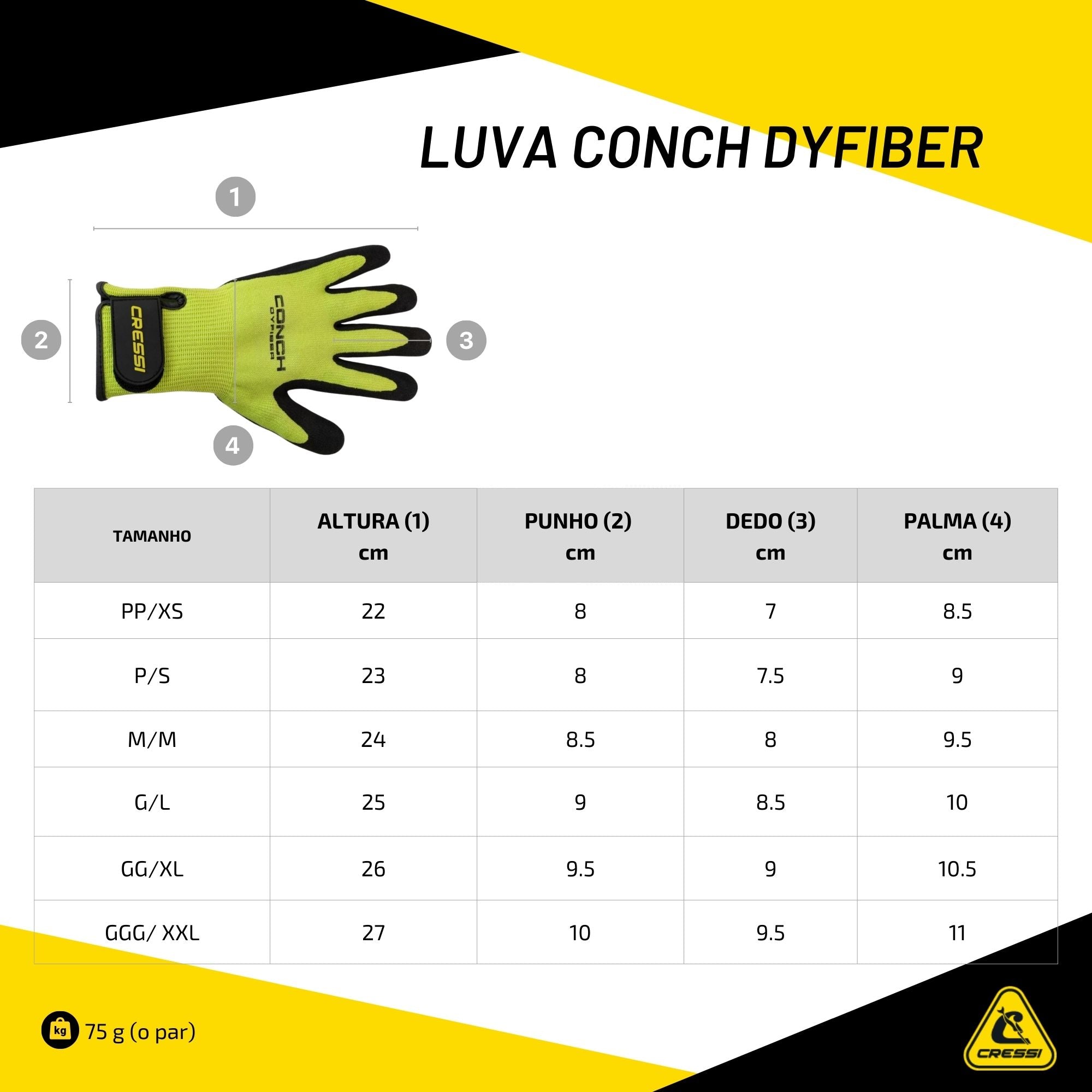 Luva Cressi Conch Dyfiber Azul