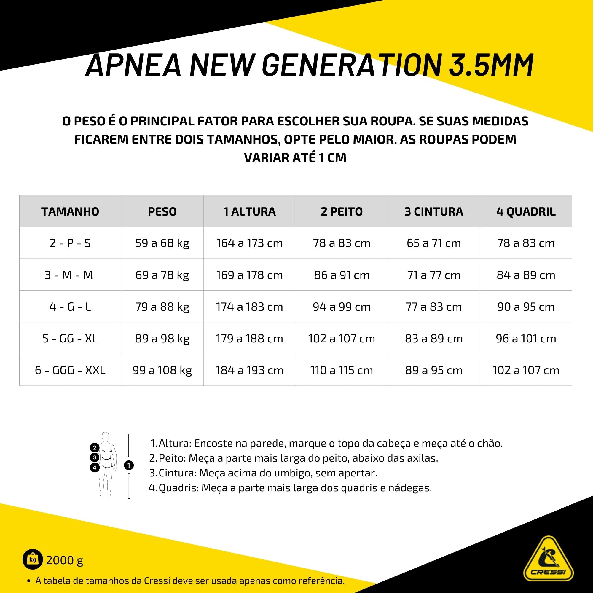 Roupa Cressi Apnea New Generation 3.5mm Preto