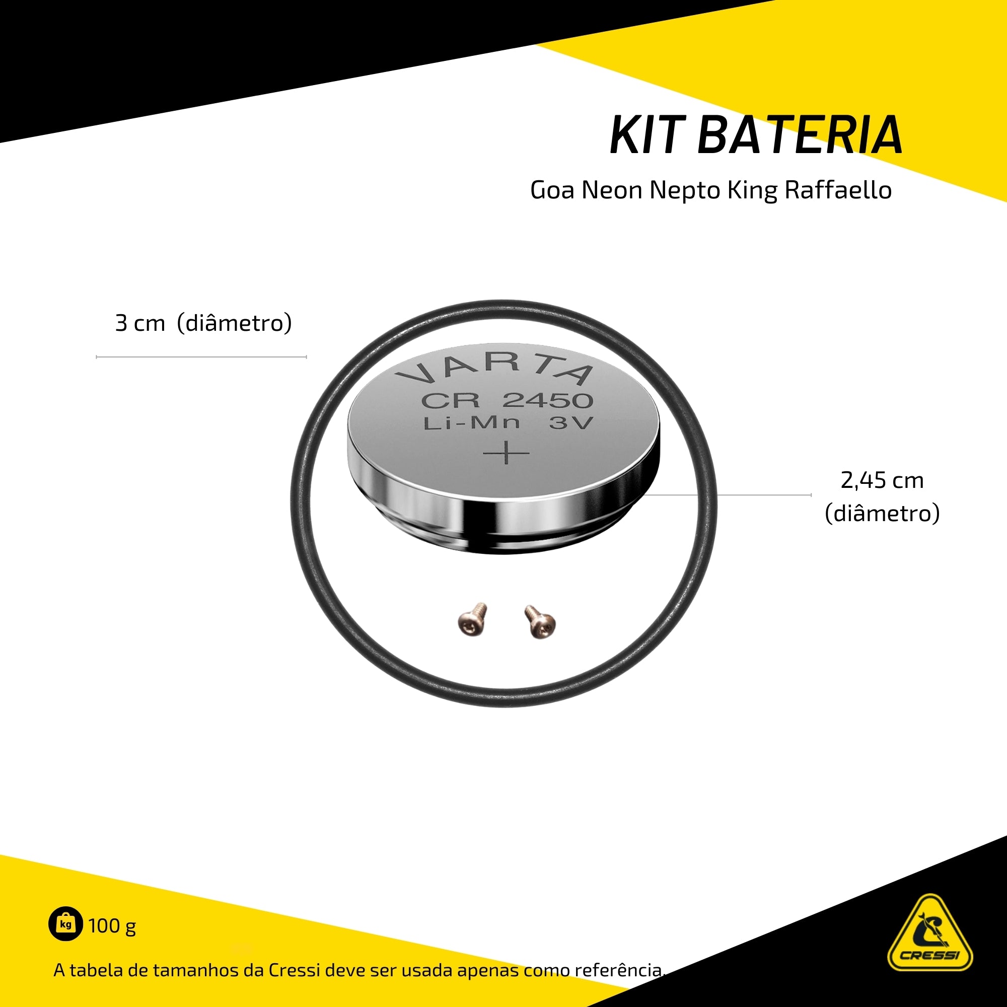 Kit Bateria Cressi Goa Neon Nepto King Raffaello