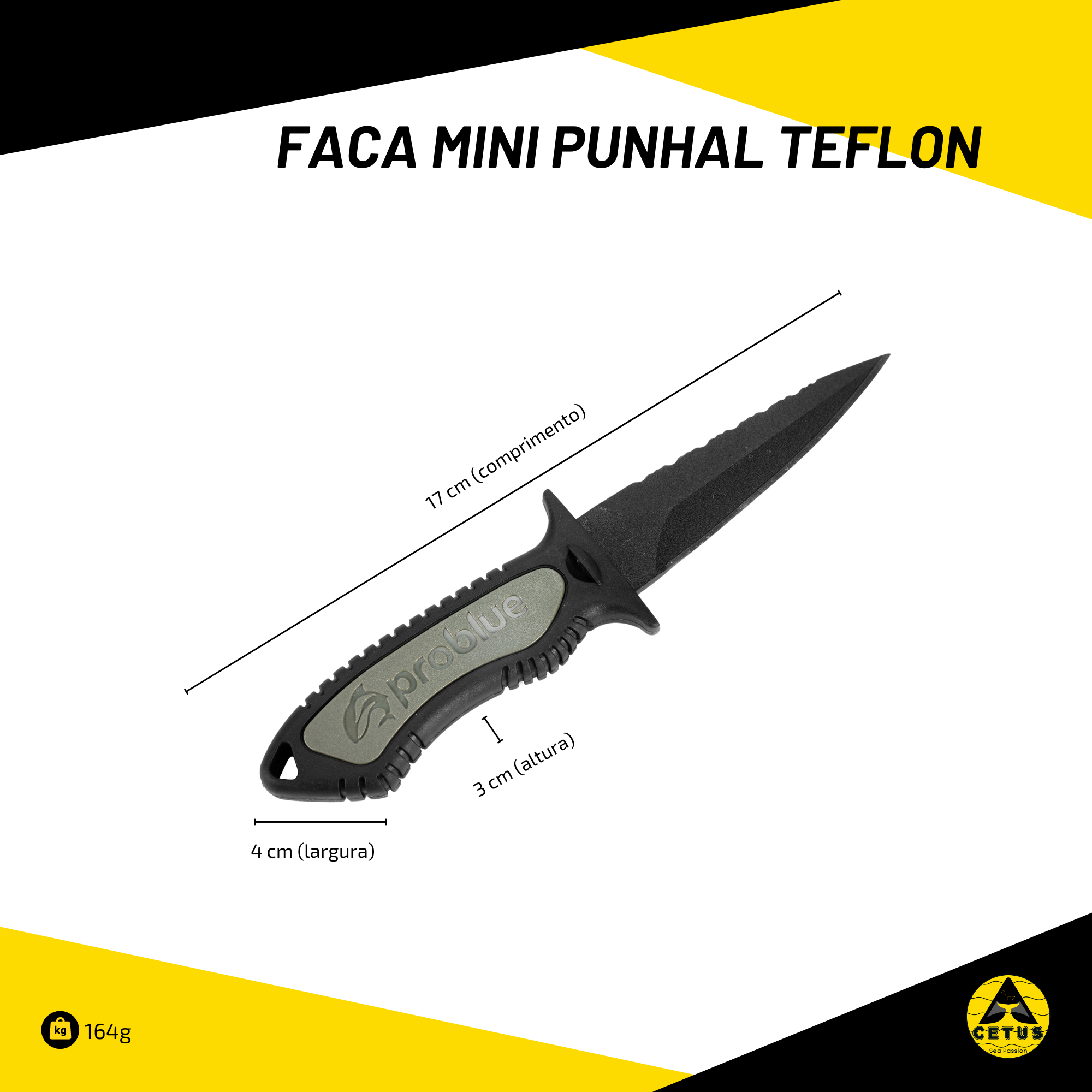Faca Cetus Mini Punhal Teflon