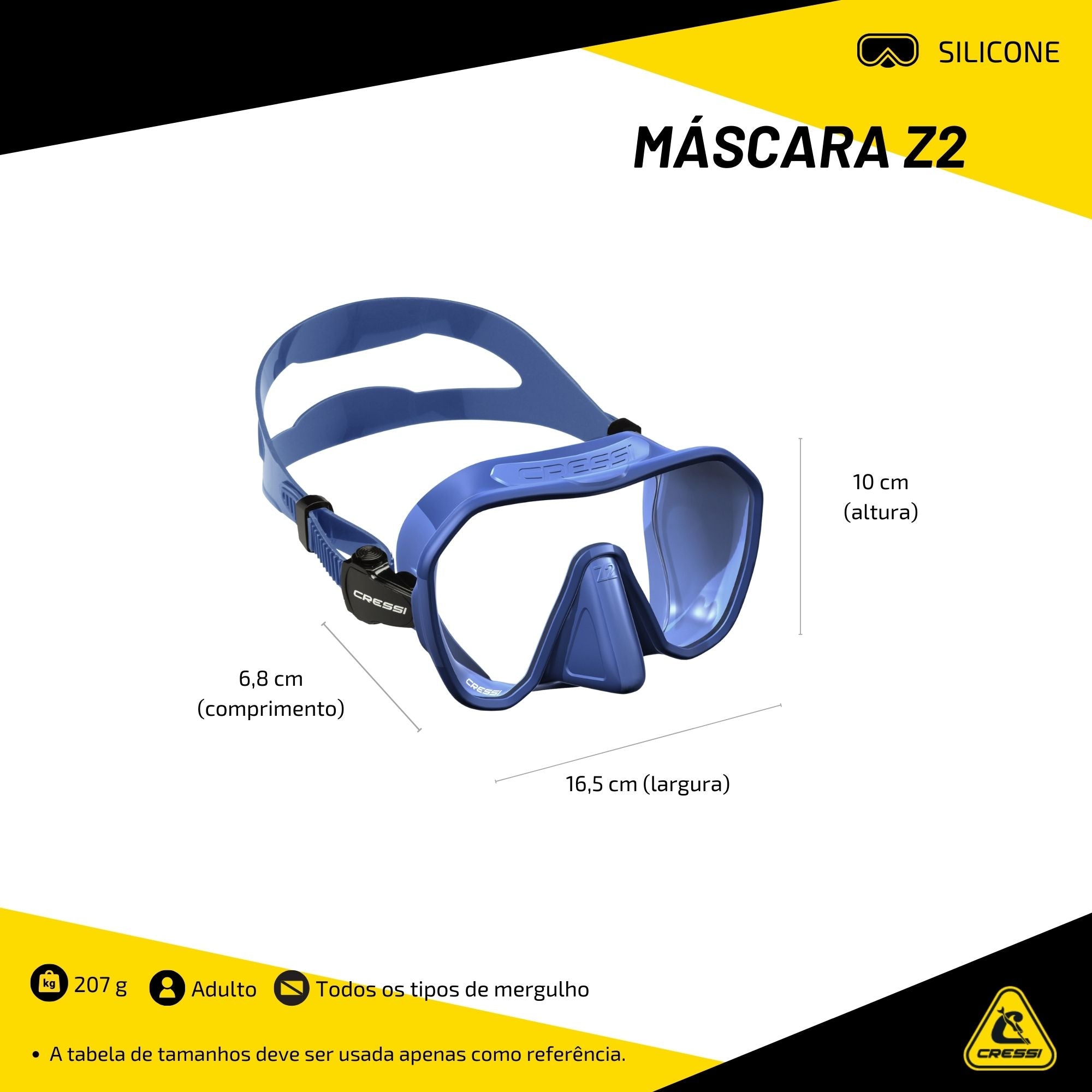 Máscara de Mergulho Cressi Z2: Conforto e Visão Ampla em Design