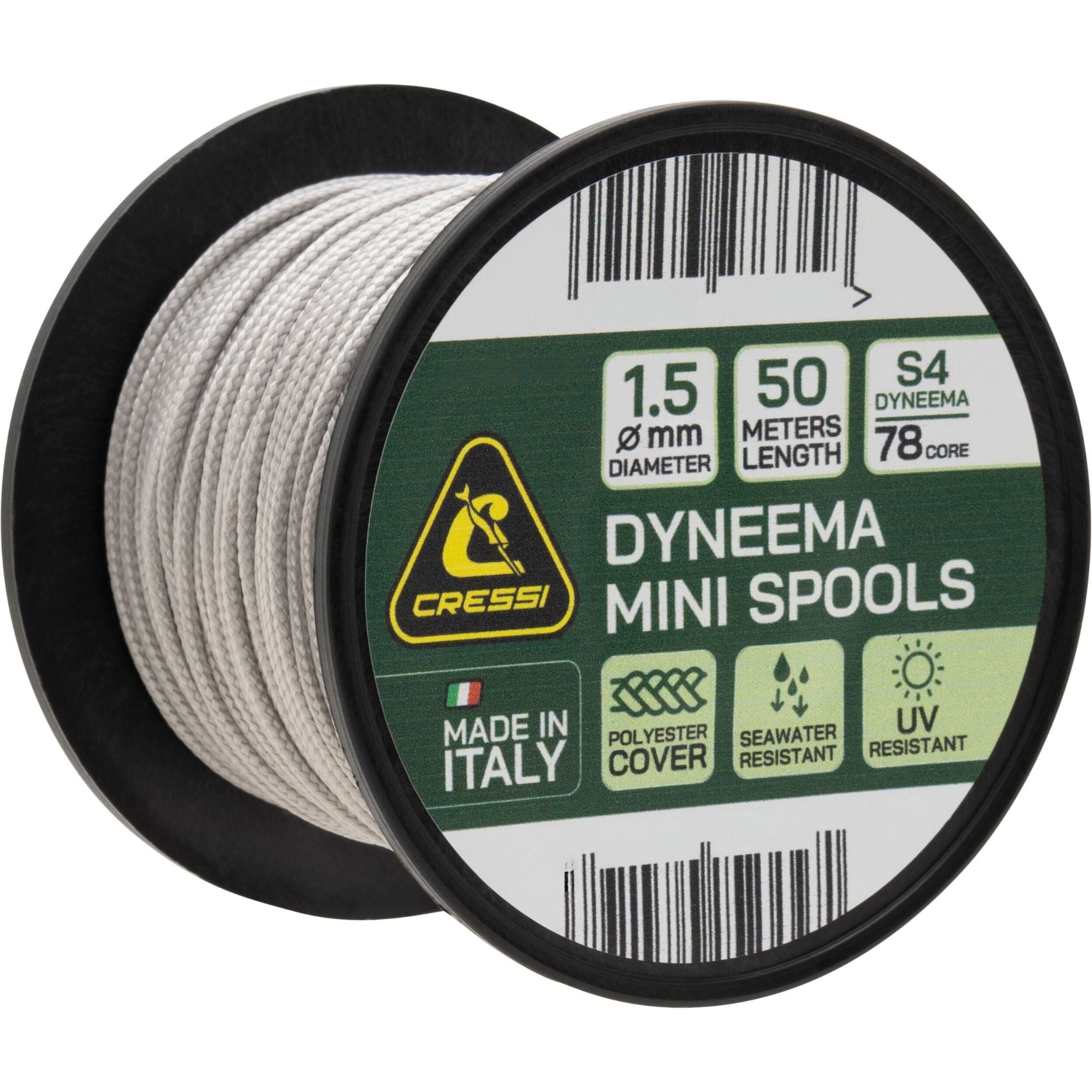 Linha Cressi Dyneema Mini Spools 1.5mm 50m Alta Resistência para