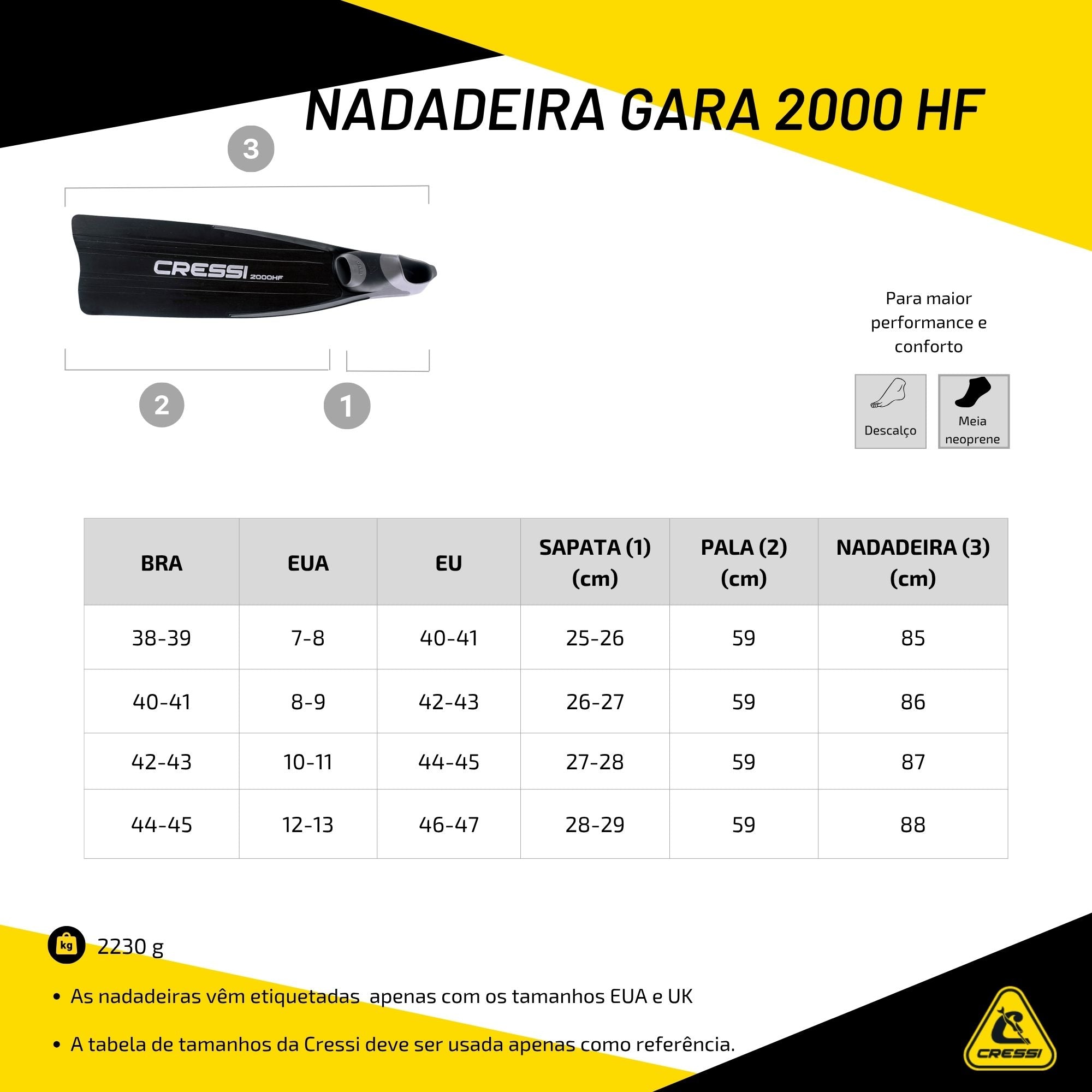 Nadadeira Cressi Gara 2000 HF: Nadadeira de Alto Desempenho para