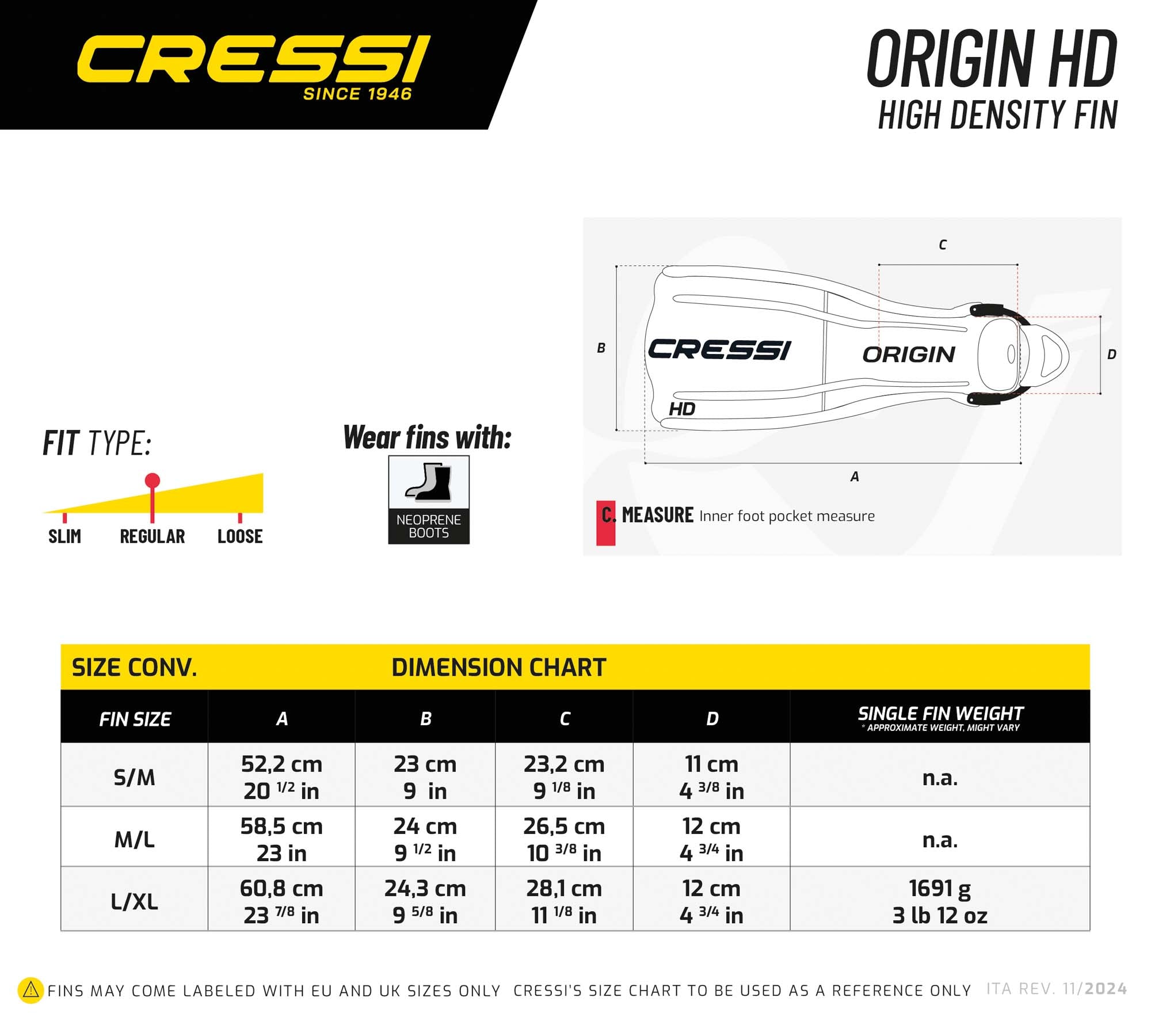 Nadadeira Cressi Origin HD